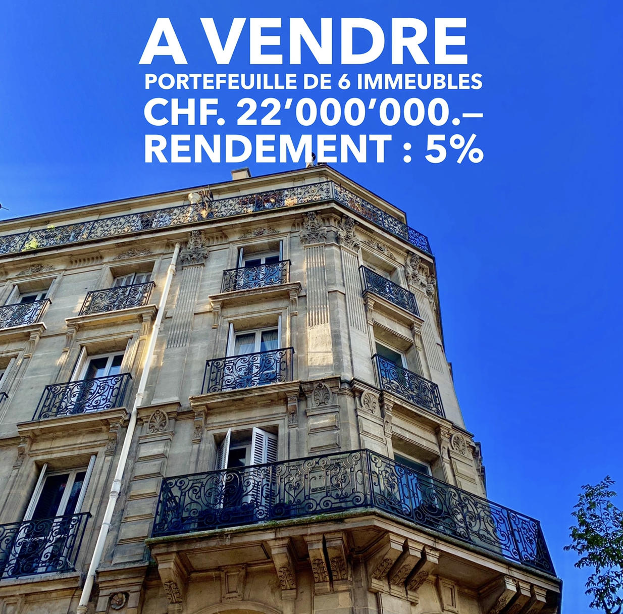 Portefeuille de 6 immeubles CHF. 22’000’000.—